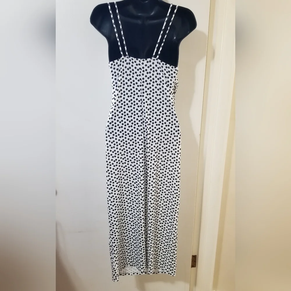 Zara Black and White Polka Dot Ruched Bodycon Dress Small - Picture 3 of 7